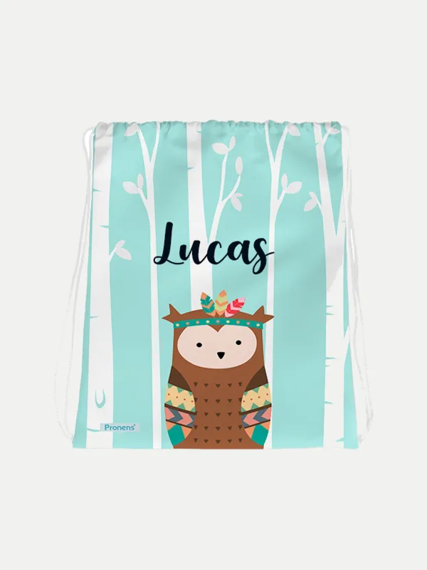 Bolsa mochila guardería personalizada Búho tribal