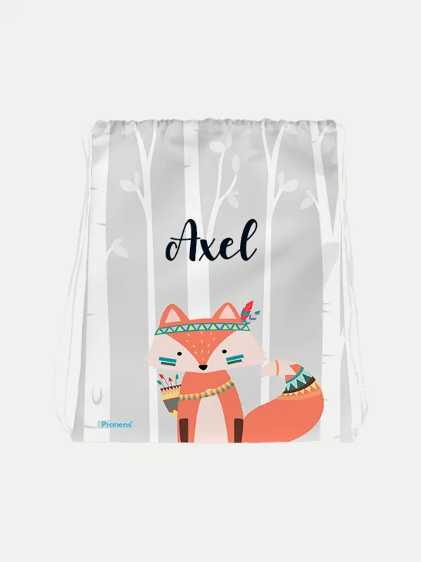 Bolsa mochila guardería personalizada Zorro tribal