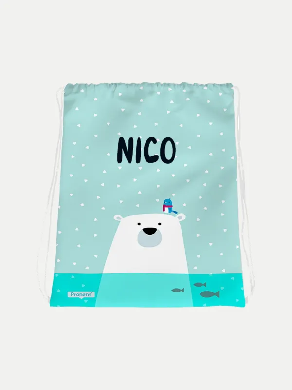 Bolsa mochila guardería personalizada Oso polar