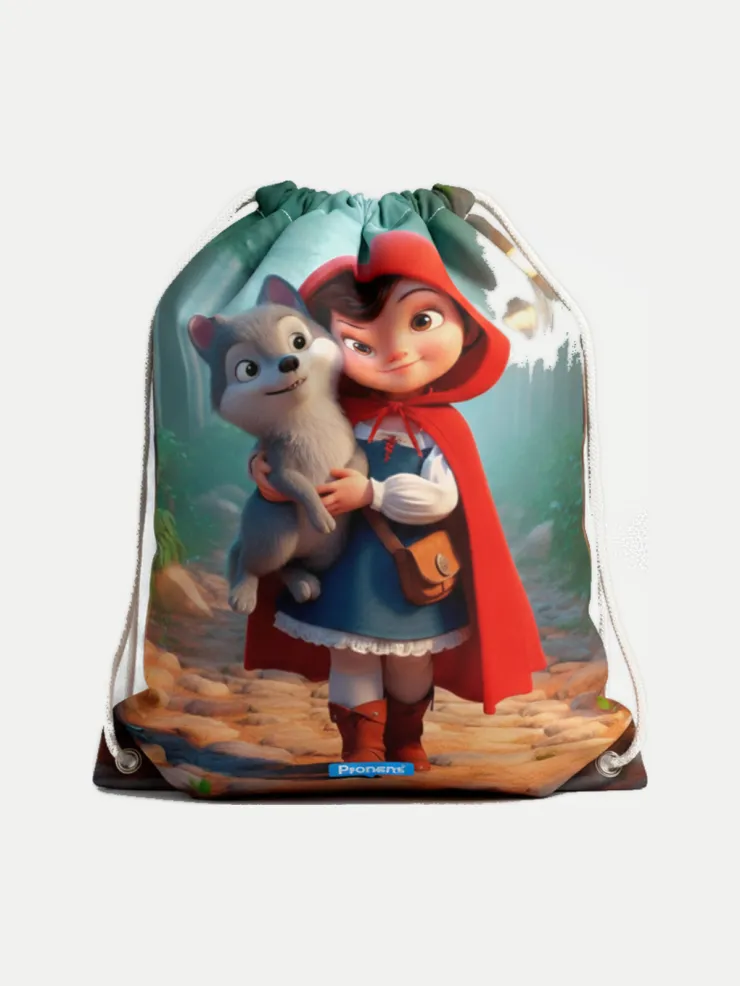 Bolsa guardería impermeable Caperucita Roja, vista de la bolsa cerrada