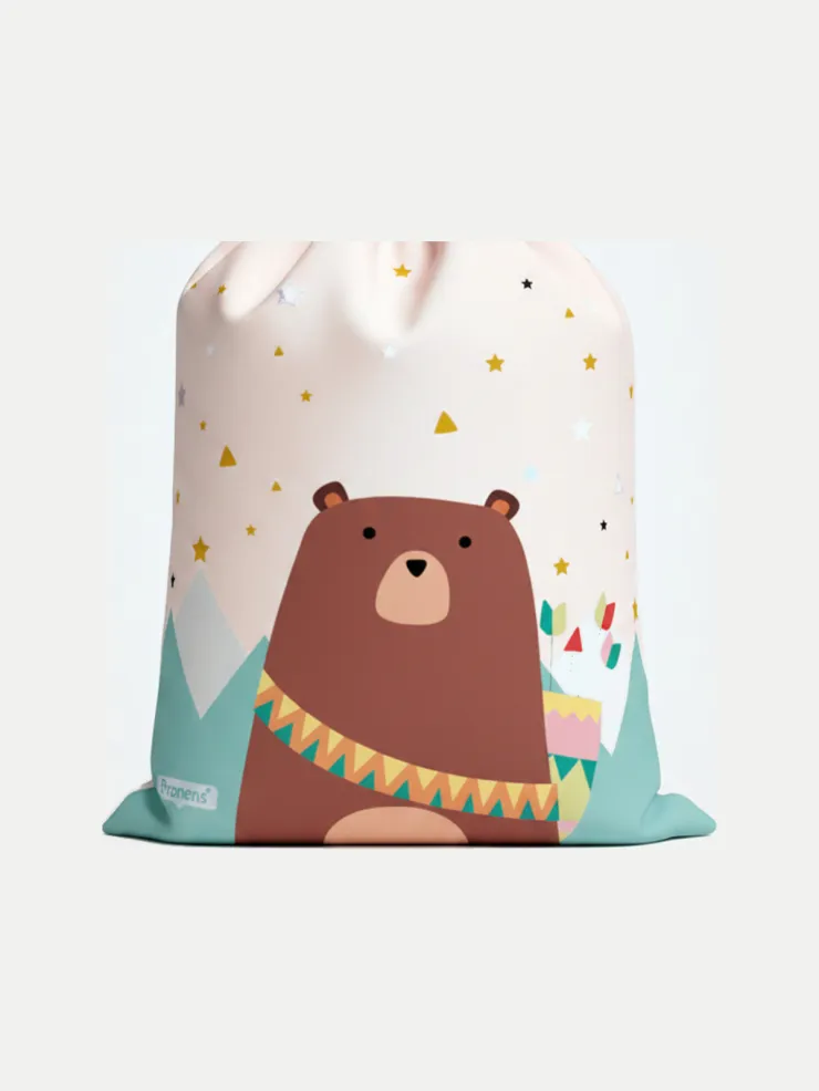 Bolsa impermeable guardería Oso Tribal, vista de la bolsa cerrada