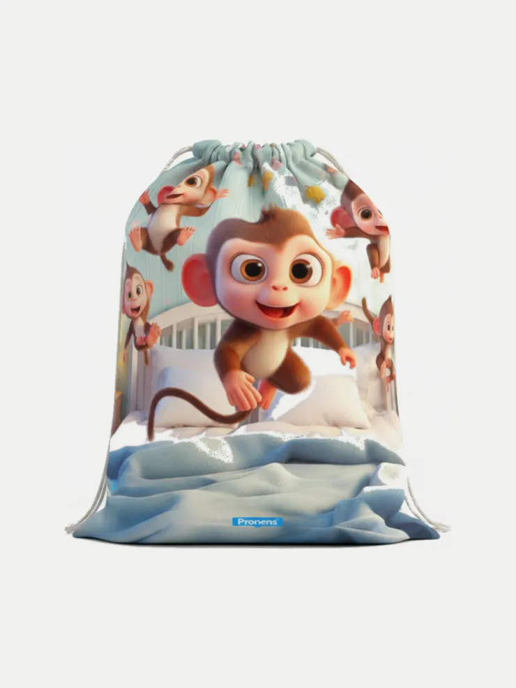 Bolsa impermeable guardería Cinco Monitos, vista de la bolsa cerrada