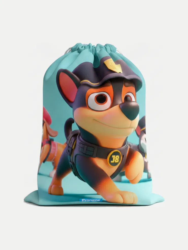 Bolsa impermeable guardería Patrulla, vista de la bolsa cerrada