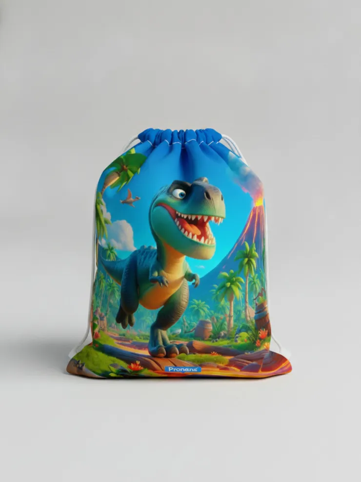 Bolsa guardería impermeable Tyrannosaurus Rex, vista de la bolsa cerrada