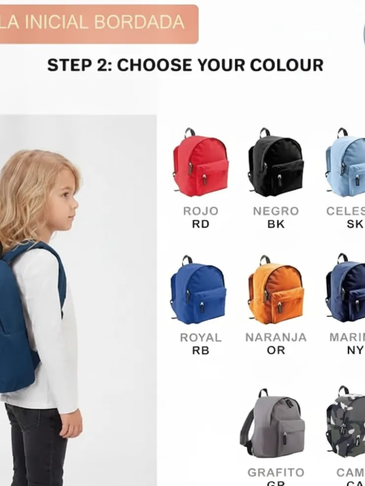 Los diez colores disponibles de la mochila